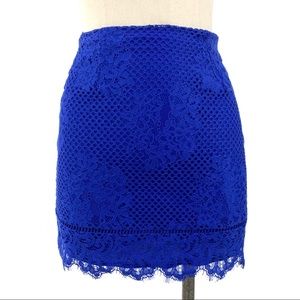 Lovers + Friends- Blue Shimmer Lace Skirt Small